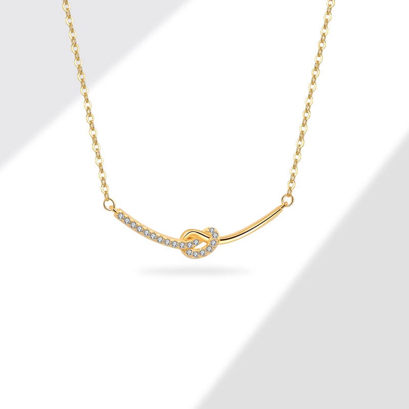 S925 sterling silver necklace knotted shape pendant clavicle chain - Image 2