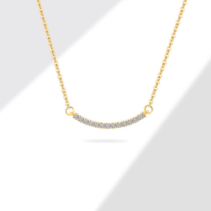 S925 sterling silver necklace silver inlaid with zircon smile pendant clavicle chain - Image 2