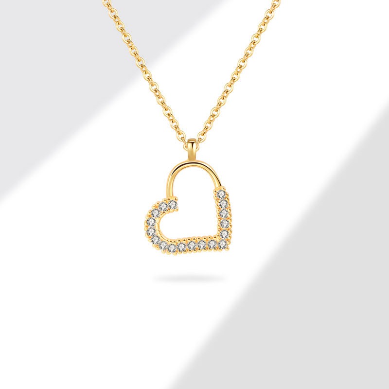 S925 sterling silver necklace silver inlaid zircon heart pendant clavicle chain - Image 2