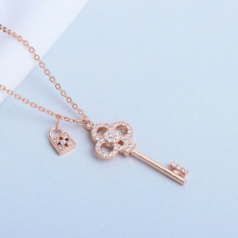 S925 sterling silver necklace key pendant clavicle chain - Image 4