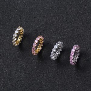 Hip Hop Ring Copper Inlaid Zircon 5mm Cuban Ring Women's Ring