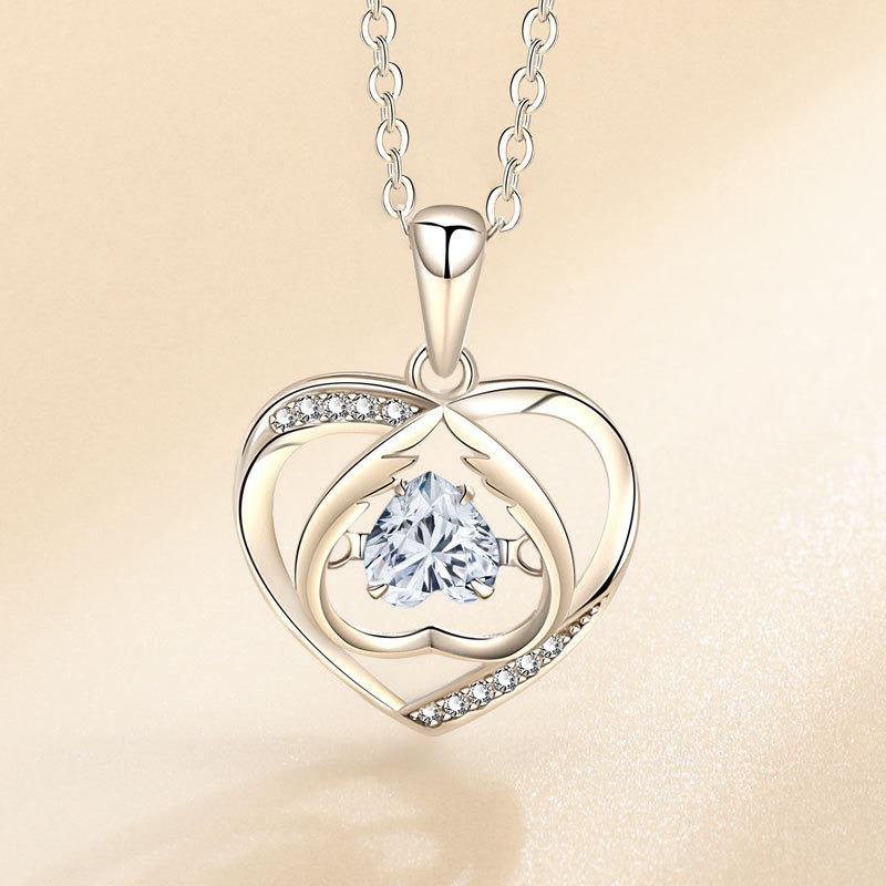 S925 sterling silver necklace heart pendant clavicle chain - Image 3
