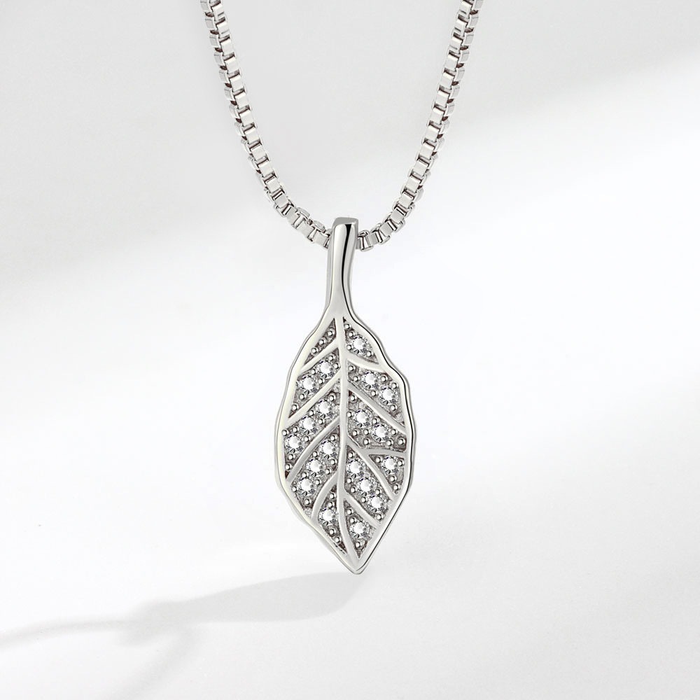 S925 sterling silver necklace leaf pendant clavicle chain - Image 4