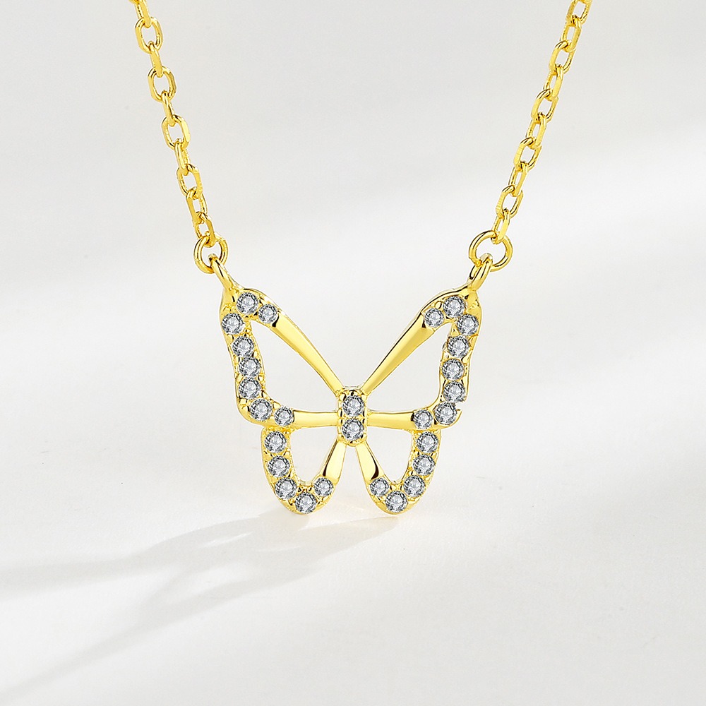 S925 sterling silver necklace butterfly pendant clavicle chain - Image 2