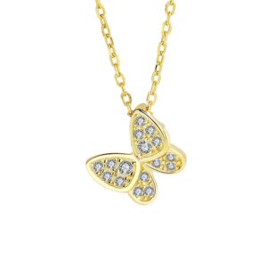 S925 sterling silver necklace butterfly pendant clavicle chain