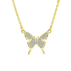S925 sterling silver necklace butterfly pendant clavicle chain
