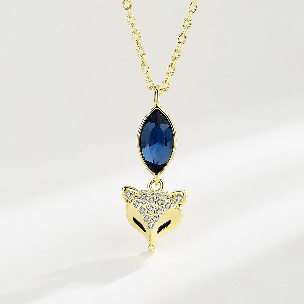 S925 sterling silver necklace crystal fox pendant clavicle chain - Image 2