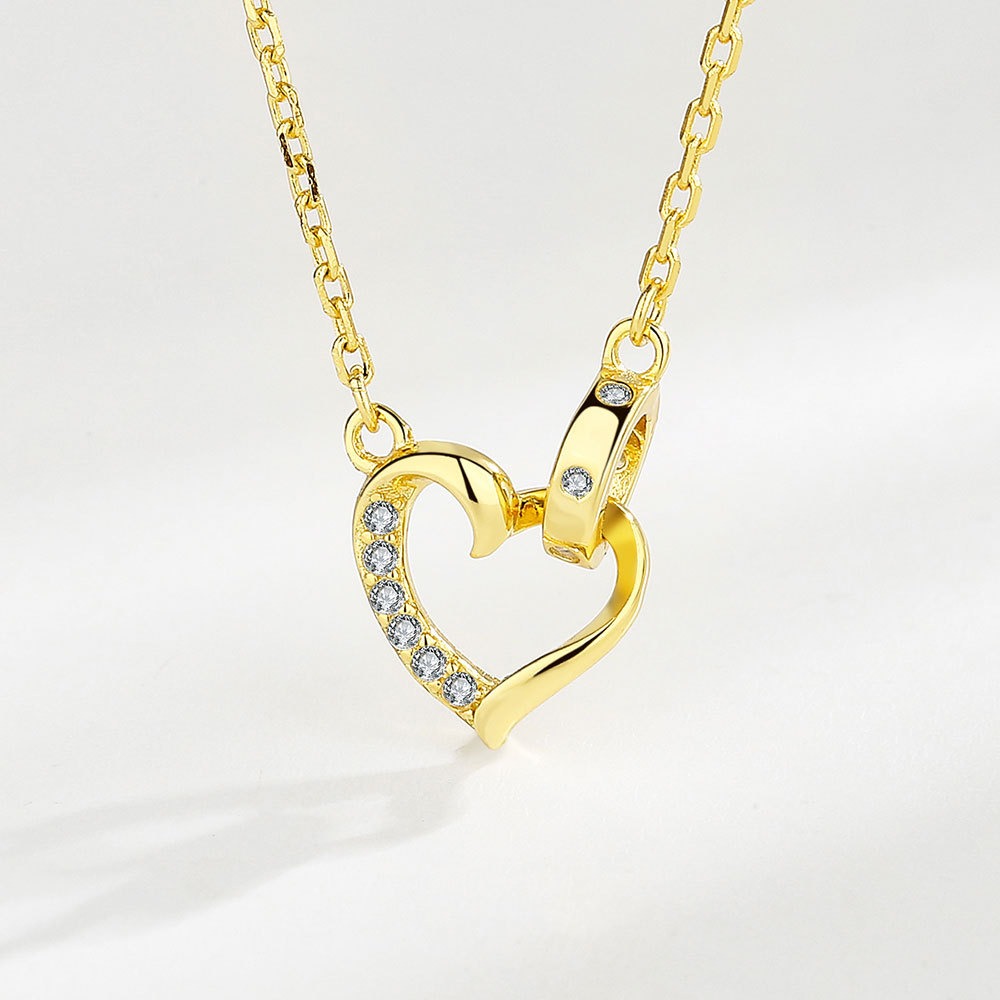 S925 sterling silver necklace heart pendant clavicle chain - Image 2
