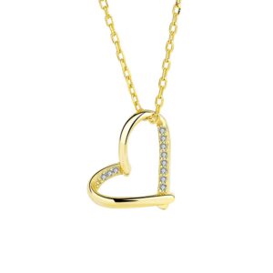 S925 sterling silver necklace heart pendant clavicle chain