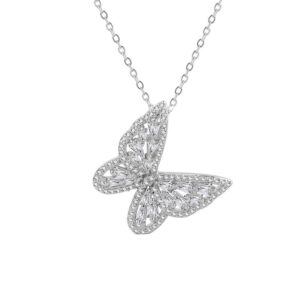 S925 sterling silver necklace butterfly pendant clavicle chain