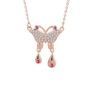 S925 sterling silver necklace tassel butterfly pendant clavicle chain