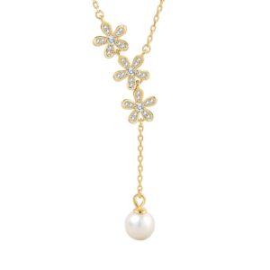 S925 sterling silver necklace tassel pearl pendant clavicle chain