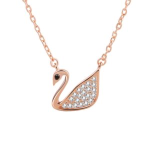 S925 sterling silver necklace swan pendant clavicle chain