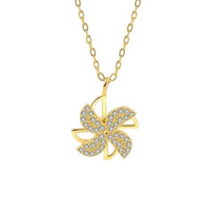 S925 sterling silver necklace rotatable windmill pendant clavicle chain