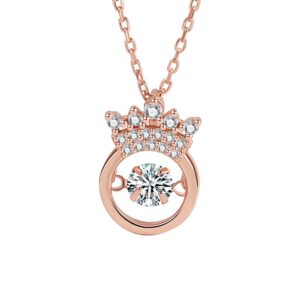 S925 sterling silver necklace crown pendant clavicle chain