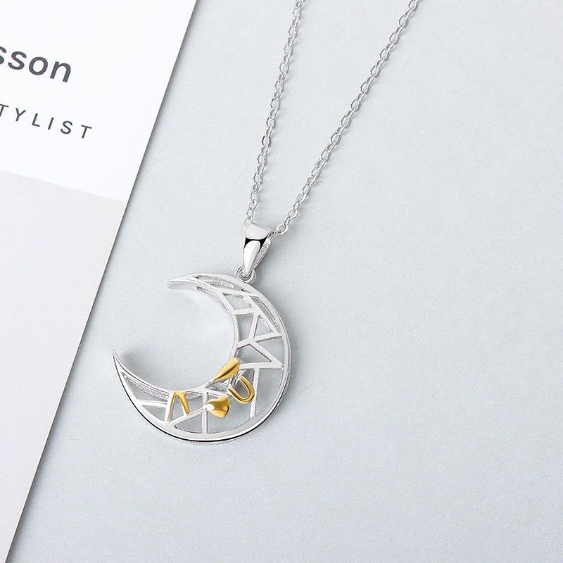 S925 sterling silver necklace sun moon couple pendant clavicle chain - Image 3