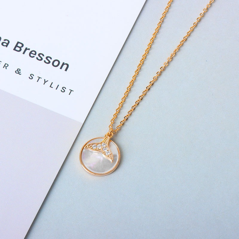 S925 sterling silver necklace hollow fishtail pendant clavicle chain - Image 2