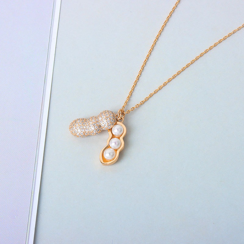 S925 sterling silver necklace peanut pendant clavicle chain - Image 2