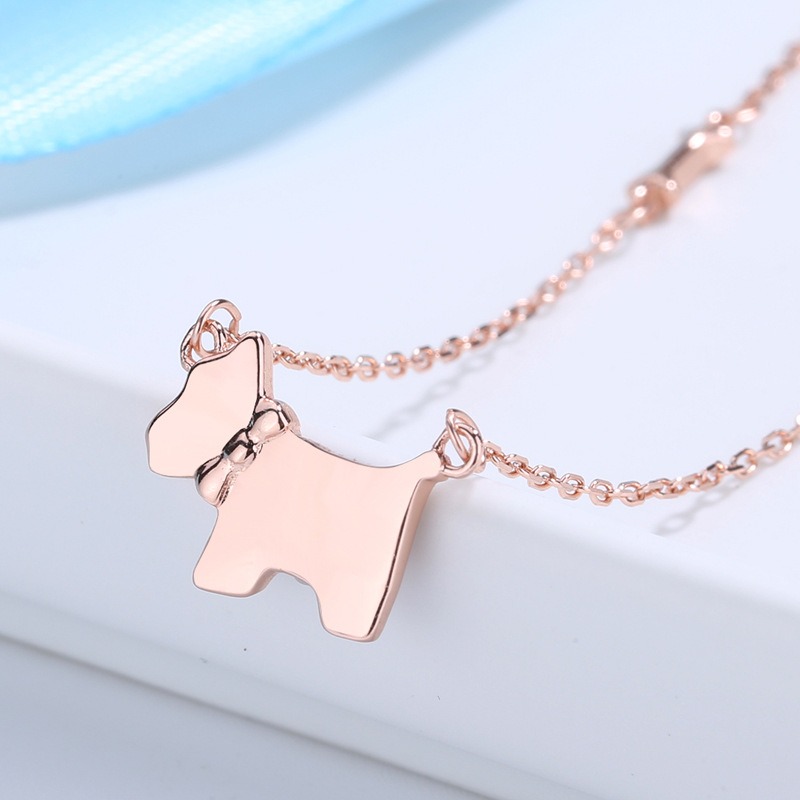S925 sterling silver necklace glossy puppy pendant clavicle chain - Image 2