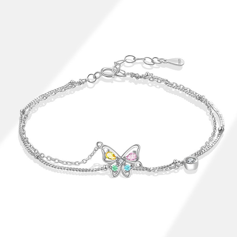 S925 sterling silver bracelet colorful butterfly bracelet