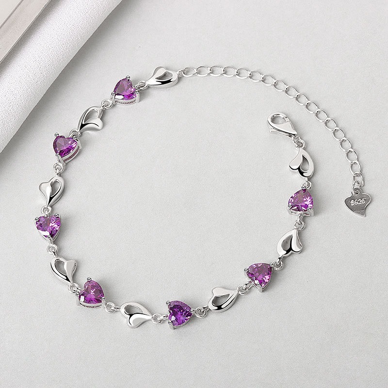 S925 sterling silver bracelet heart shape - Image 2