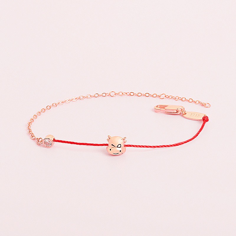 S925 sterling silver bracelet red string cow bracelet - Image 2