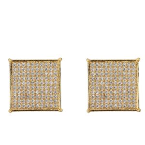 LXED4015 Hip Hop copper inlaid zircon earrings 17*18mm square studs