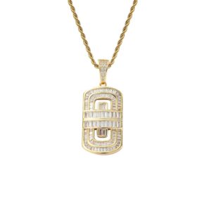 Hip hop pendant copper inlaid with zircon shield shape