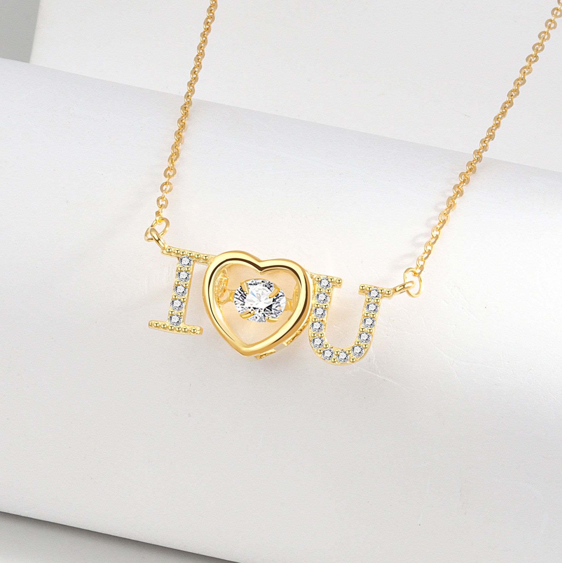 S925 sterling silver necklace I love you pendant clavicle chain - Image 2