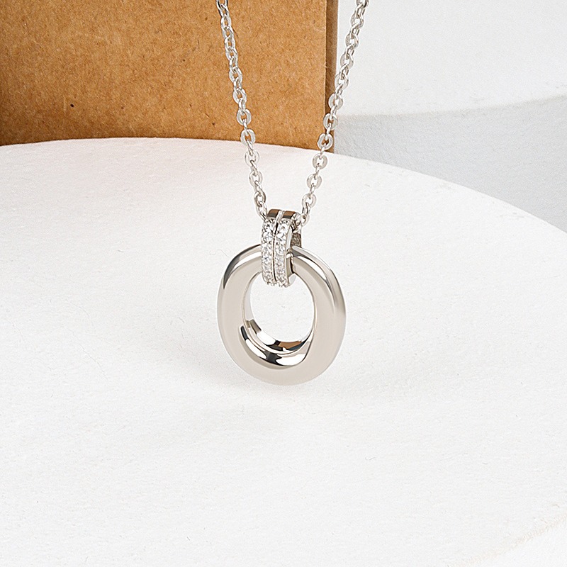 S925 sterling silver necklace geometric pendant clavicle chain - Image 3