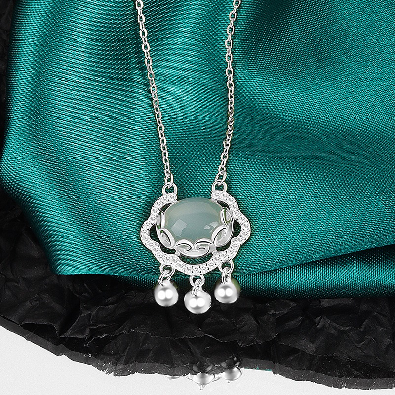 S925 sterling silver necklace and Tian Yu Ping An lock pendant clavicle chain - Image 3