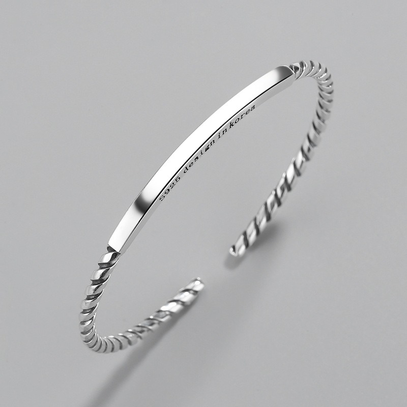 S925 sterling silver bracelet vintage roman pattern bracelet - Image 2