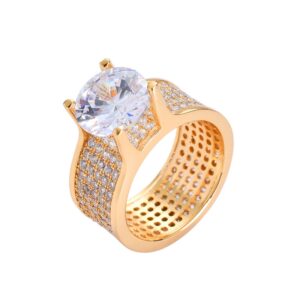 Hip Hop copper inlaid zircon Cuban ring men's ring