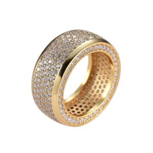 Hip Hop copper inlaid zircon Cuban ring men's ring