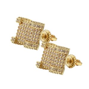LXED4019 Hip Hop copper inlaid zircon earrings 20*12mm studs square earrings