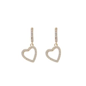 LXED4074 hip-hop earrings copper material inlaid zircon earrings heart-shaped studs