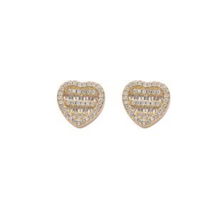 LXED4077 Hip-Hop Copper Heart-Shaped Earrings Five-layer Full Zircon Personalized Earrings