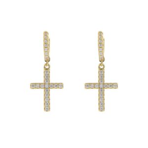 LXED4081 hip-hop earrings copper cross studs full zirconium personality earrings