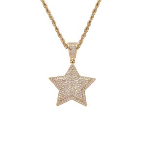 Hip hop pendant copper inlaid with zirconia pentagram shape