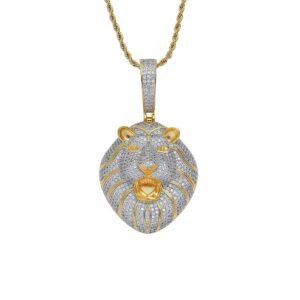 Hip hop pendant copper inlaid with zirconium lion head shape
