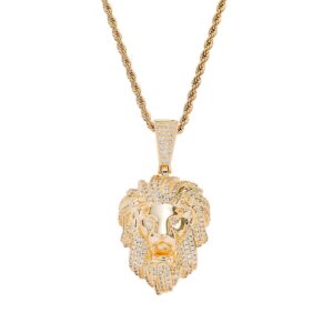 Hip hop pendant copper inlaid with zircon lion head shape