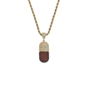 Hip hop pendant copper inlaid with zircon capsule shape