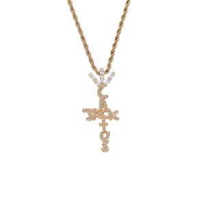 Hip Hop pendant copper inlaid with zircon Jack cross shape