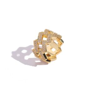 Hip Hop Ring Copper Inlaid Zircon 14mm Diamond Cuban Ring Men's Ring