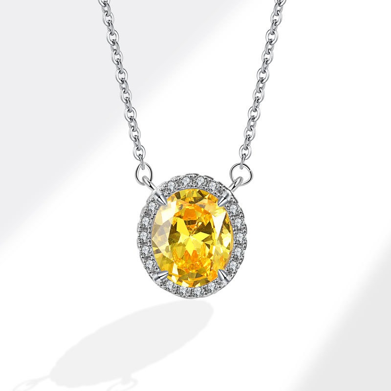 S925 sterling silver necklace oval pendant clavicle chain - Image 4