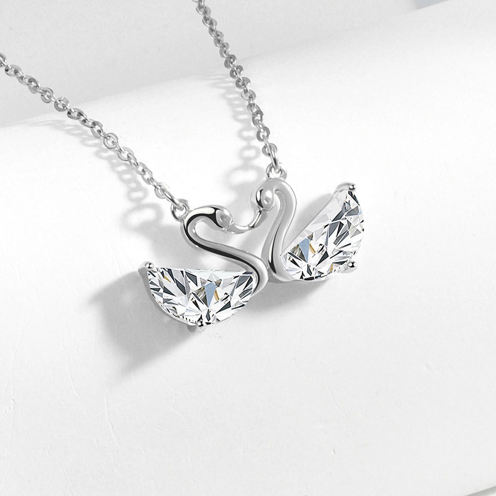 S925 sterling silver necklace swan love pendant clavicle chain - Image 3