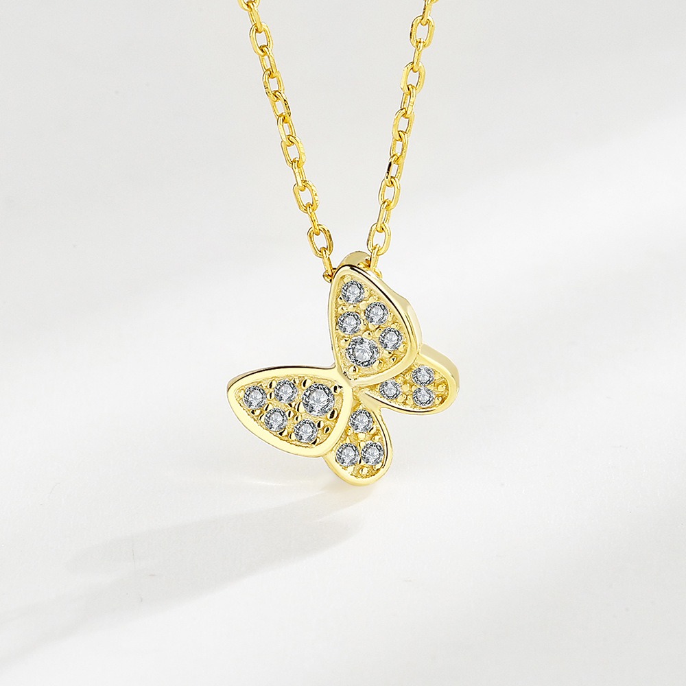 S925 sterling silver necklace butterfly pendant clavicle chain - Image 2