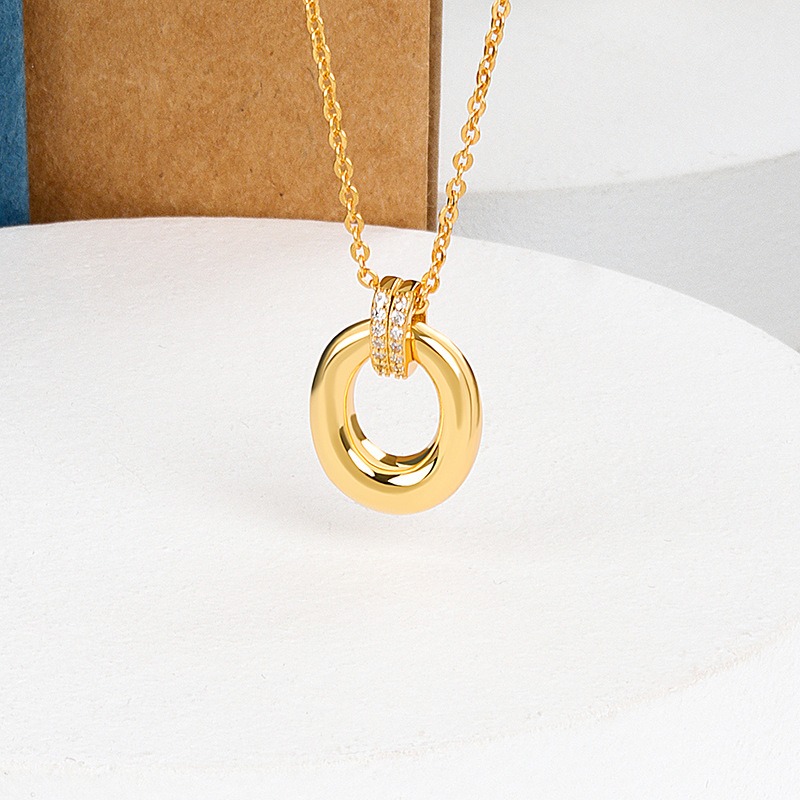 S925 sterling silver necklace geometric pendant clavicle chain - Image 2