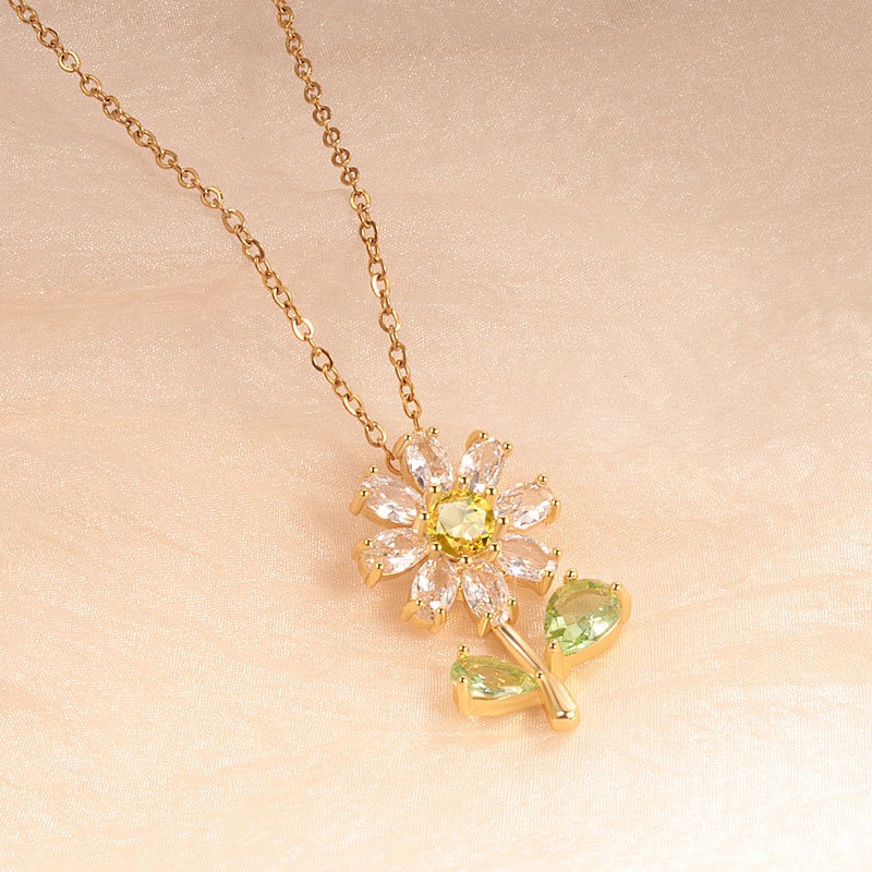 S925 sterling silver necklace flower pendant clavicle chain - Image 2