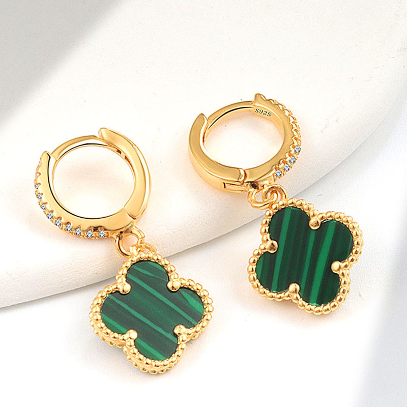 S925 sterling silver stud earrings four-leaf clover - Image 9